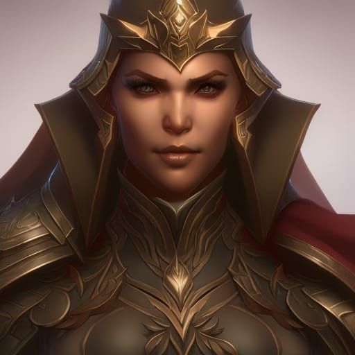 Orc Female Paladin Portrait in Hyperdetailed Digital Art