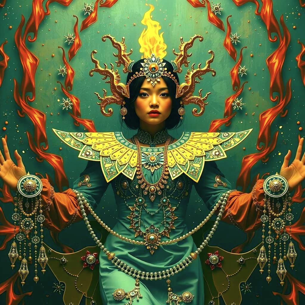 Psychedelic Flame: A Surreal, Maximalist Image