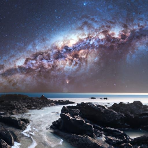 Milky Way Over Rocky Beach Shines