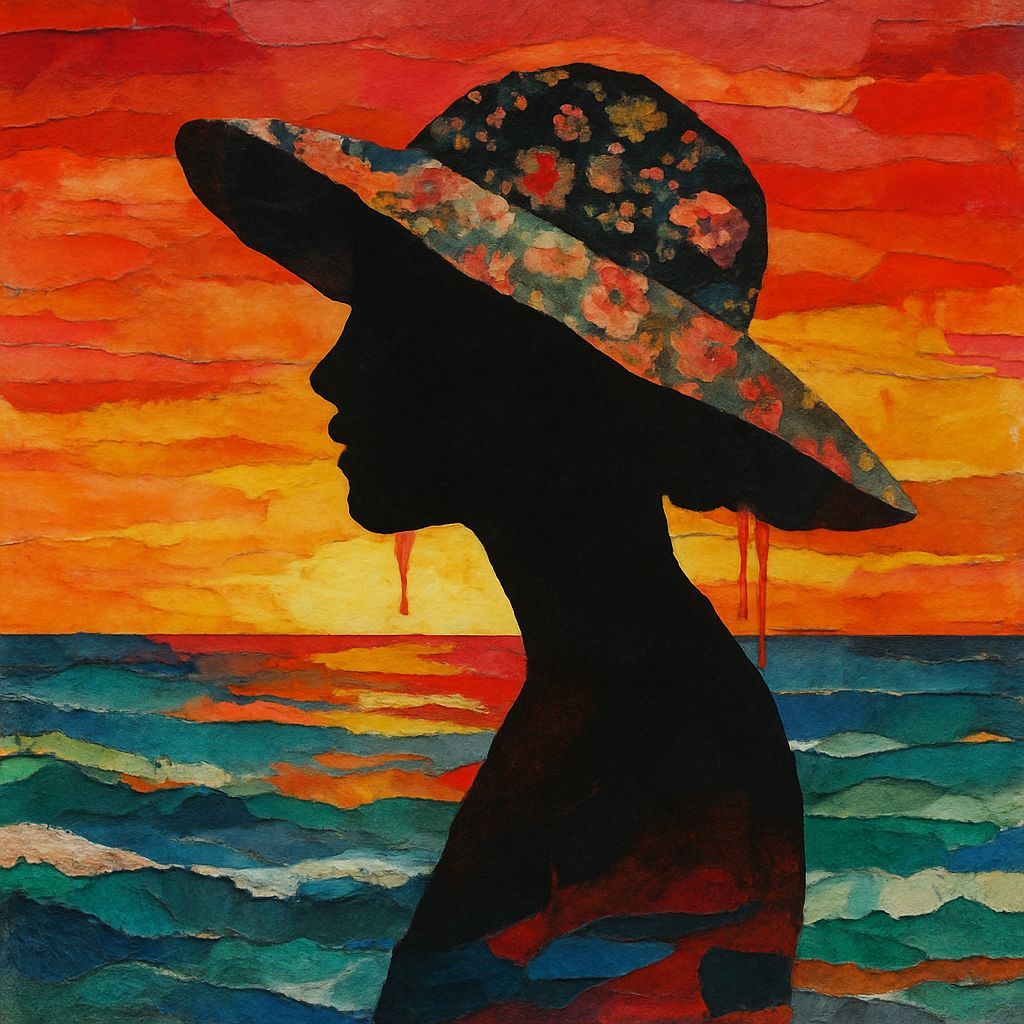 Collage of Woman's Silhouette Against Beach Sunset