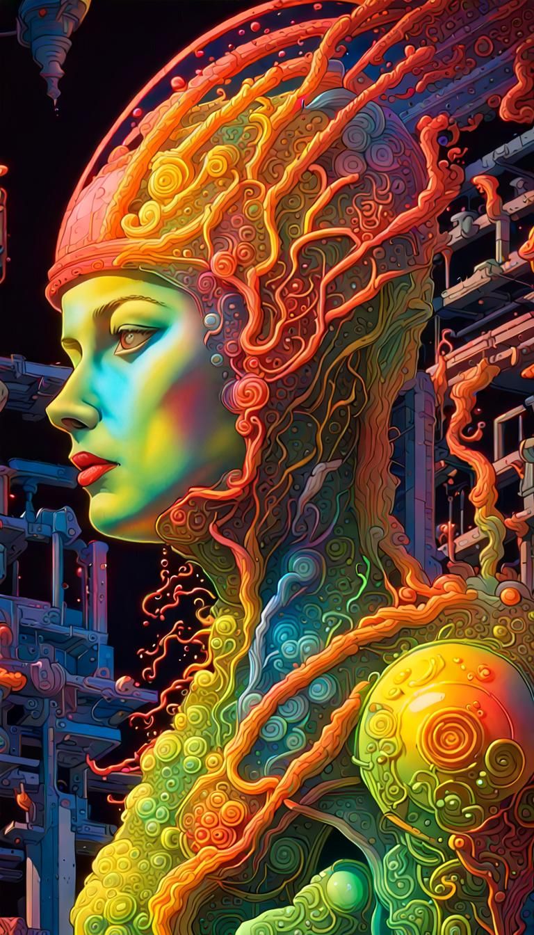 Viscous Words: Surreal Editorial Cartoon in Pop Art Style