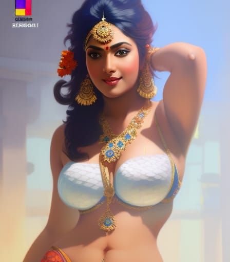 Curvy Indian Woman with Black Hair in 8K