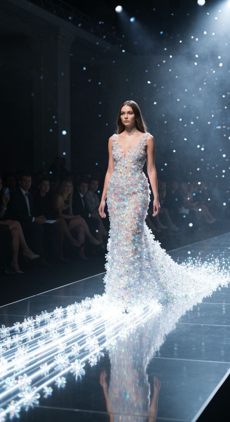Haute Couture Mermaid Gown: Ethereal Runway Masterpiece
