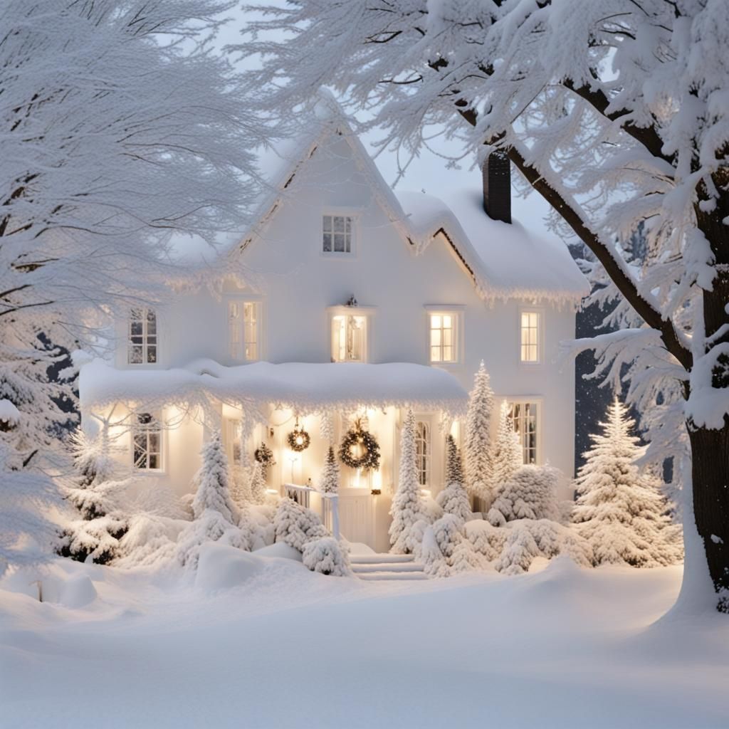 Calm and Beautiful White Christmas Scene