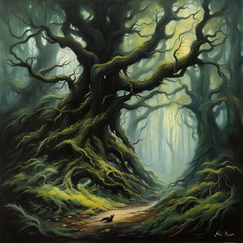 Eldritch Forest Painting in a Fantasy Style