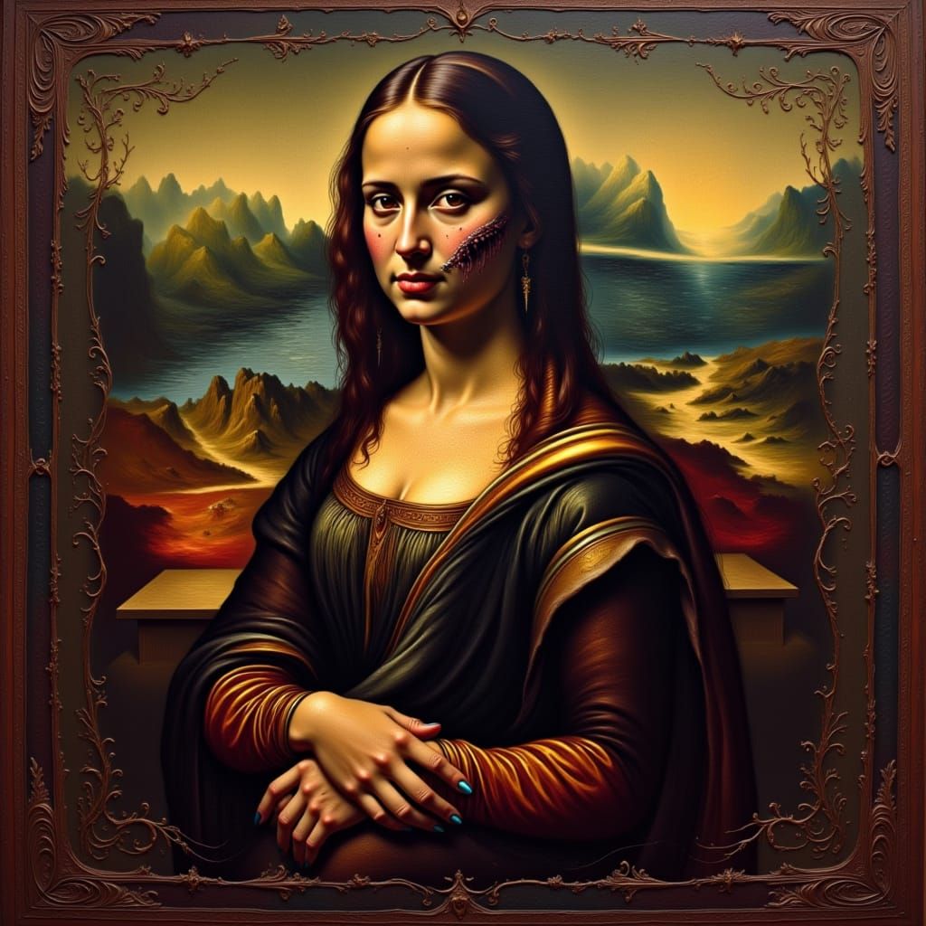 Zombified Mona Lisa Spiritual Oil Painting