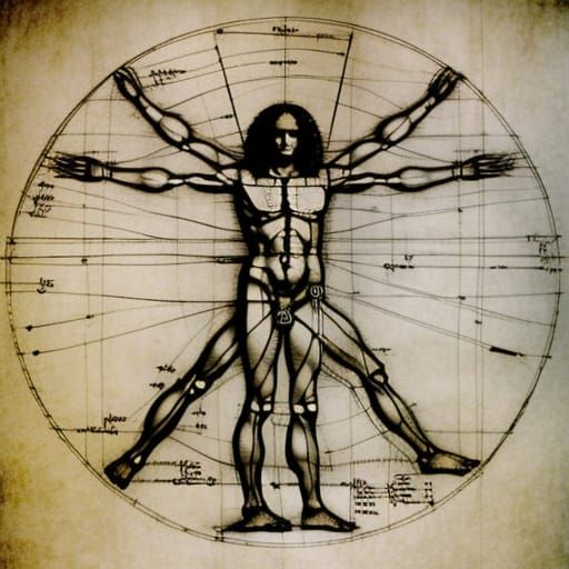 Vitruvian Man by da Vinci: 8K Digital Art