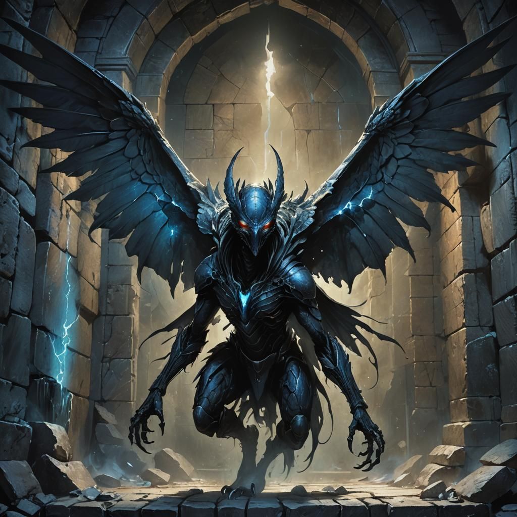 Science Fiction Creature with Ominous Wings