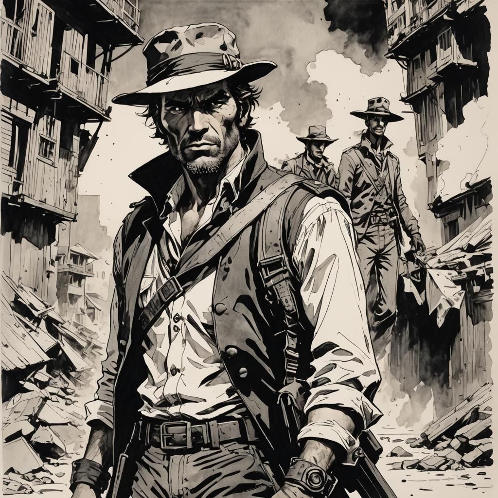 Rugged Fantasy Hero in Comic Book Style