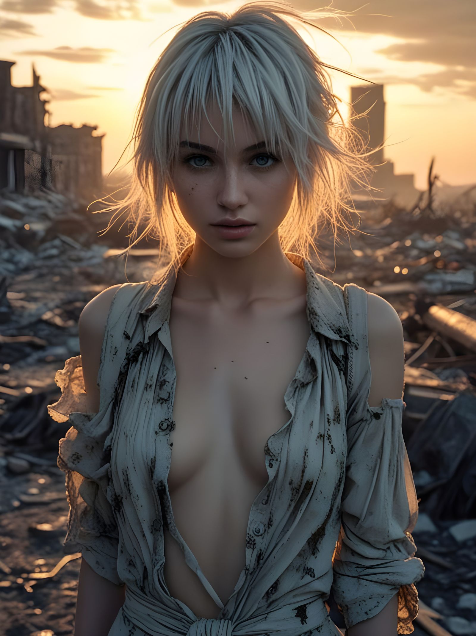 Post-Apocalyptic Goddess Amidst Ruins