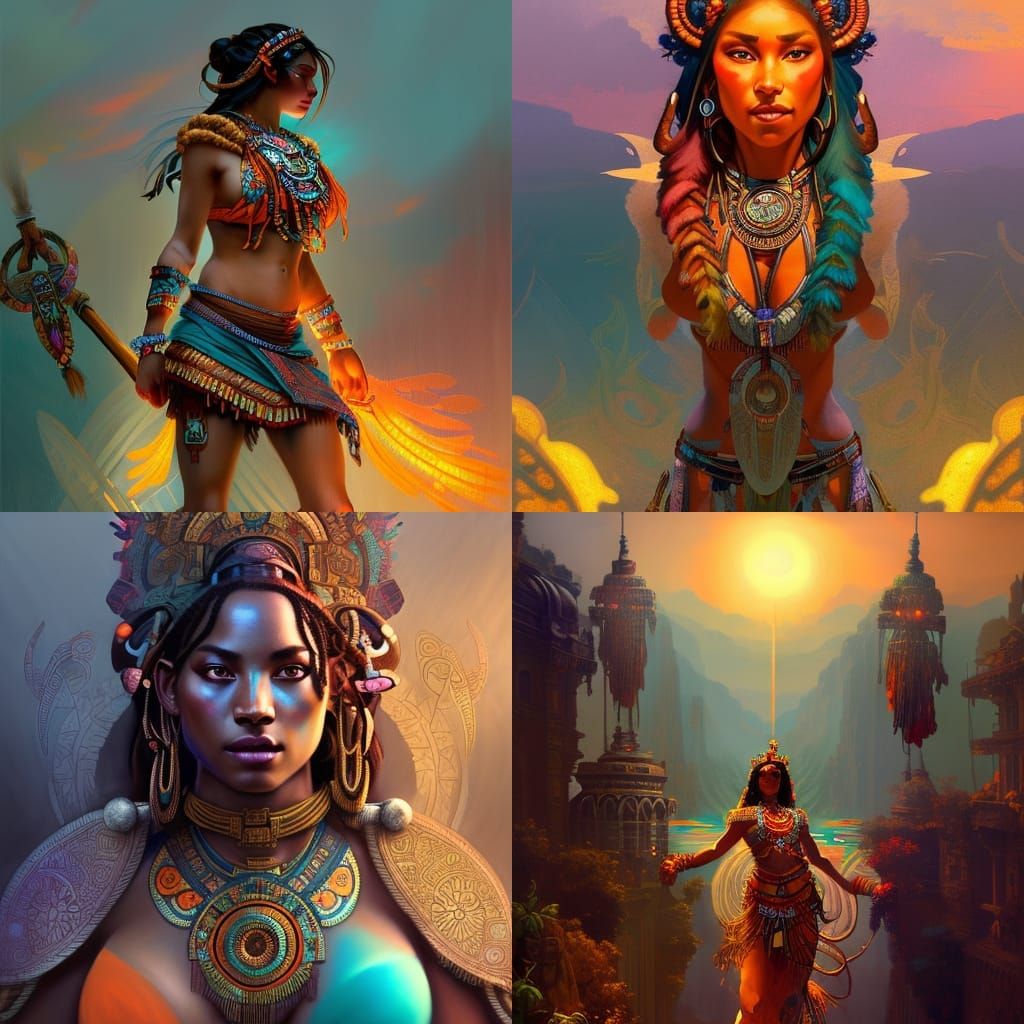 Goddess of the Aztec Tribe: Digital Art