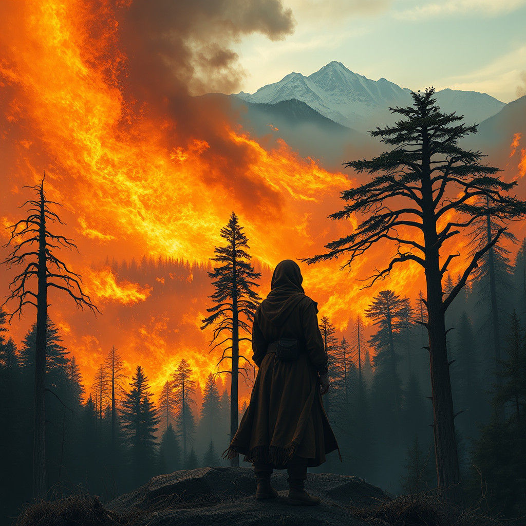 Inferno Engulfs Landscape in Fantasy Matte Painting