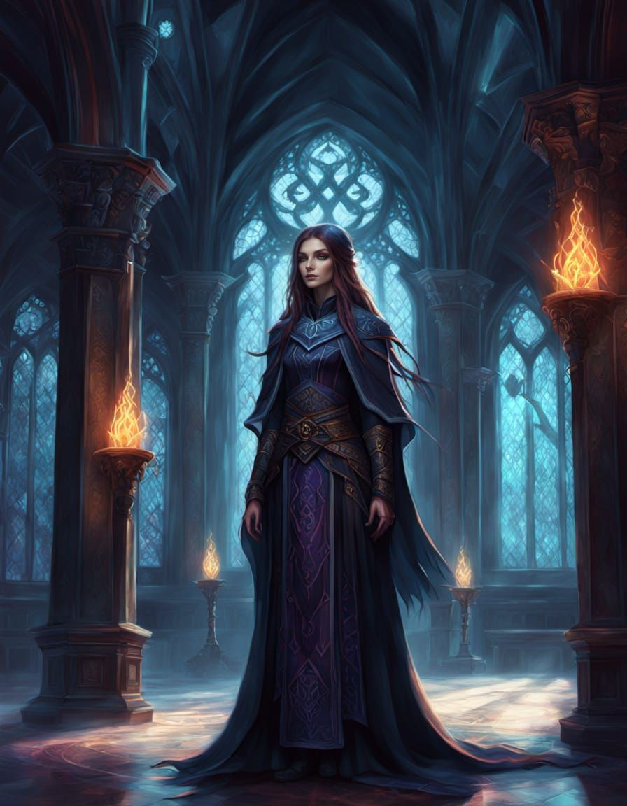 Sorceress Unleashes Spell in Fantasy Realism Style