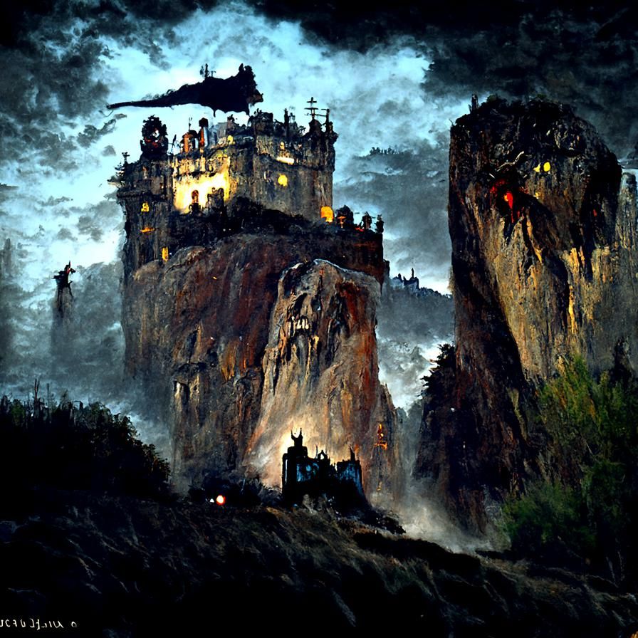 Dracula's Sinister Castle at Midnight: Detailed Matte Painti...