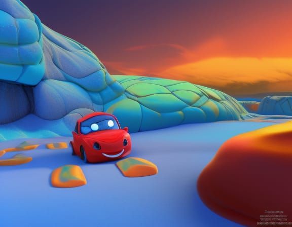 Slippery Ice Land Pixar, Disney, concept art, 3d digital art, Maya 3D, ZBrush Central 3D shading, bright colored backgro...