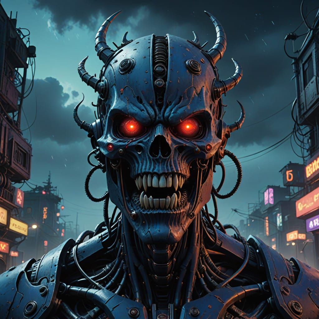 Ethereal Ghore-Inspired Horror Portrait in Cyberpunk Sci-Fi...