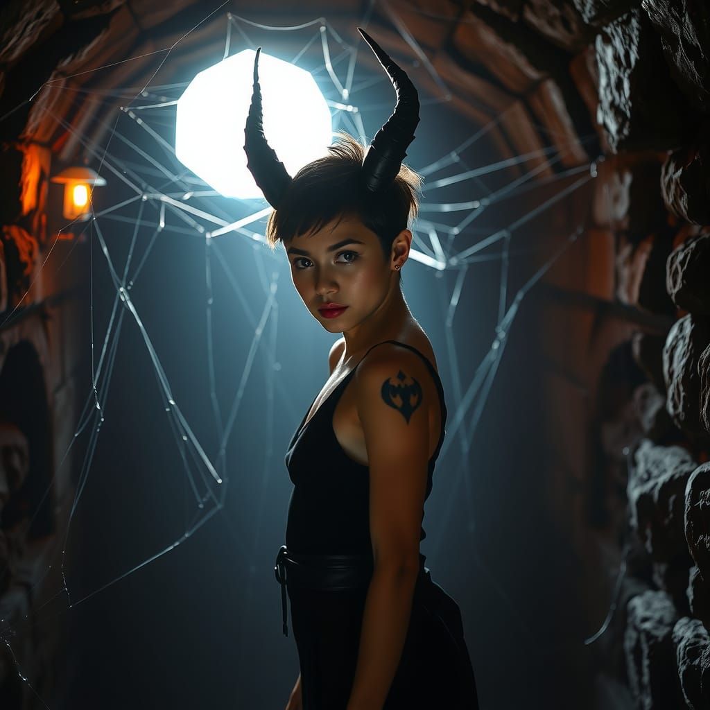 Ethereal Demon Queen in a Haunting Dungeon