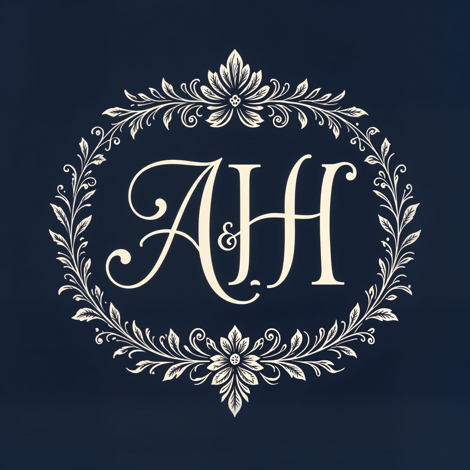Elegant Minimalist Wedding Monogram with Initials A and H