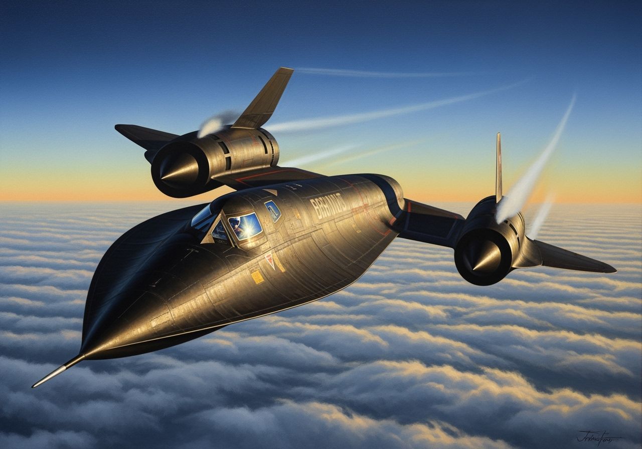 Blackbird in Flight: Oil Painting in Aviation Art Style