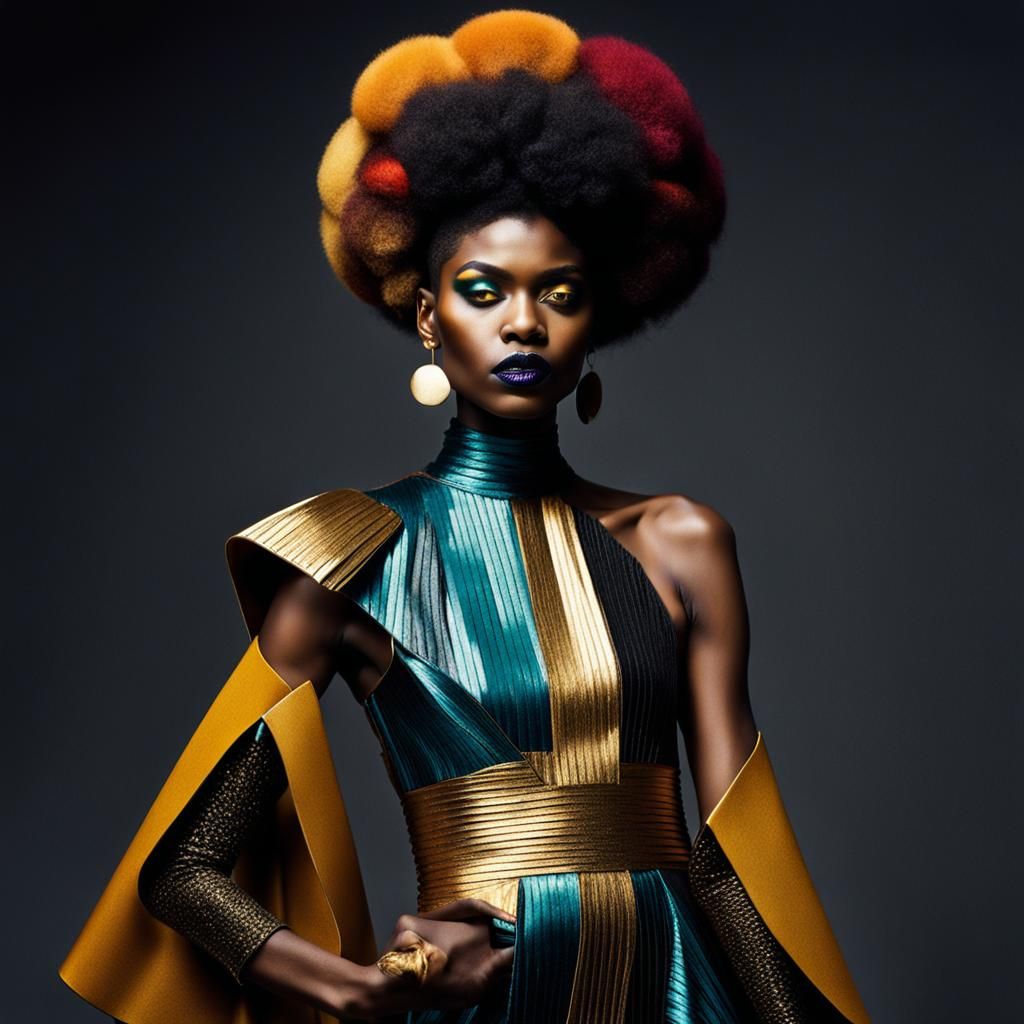 Afro-Futuristic High Fashion Editorial in Triadic Colors