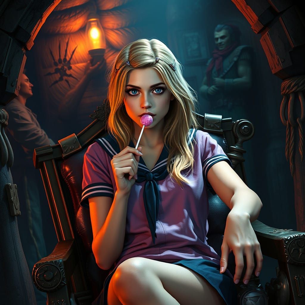 Buffy Summers as a Sultry Schoolgirl in a Dark Master's Lair