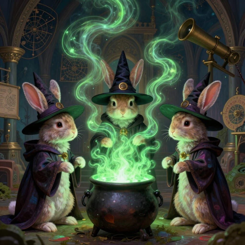 Three witchy rabbits