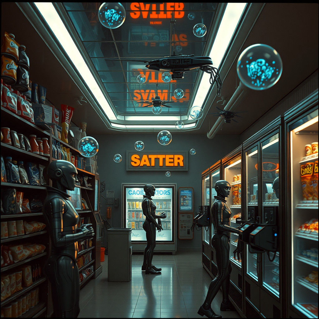 Futuristic Alien Gas Station Interior in Sci-Fi Style