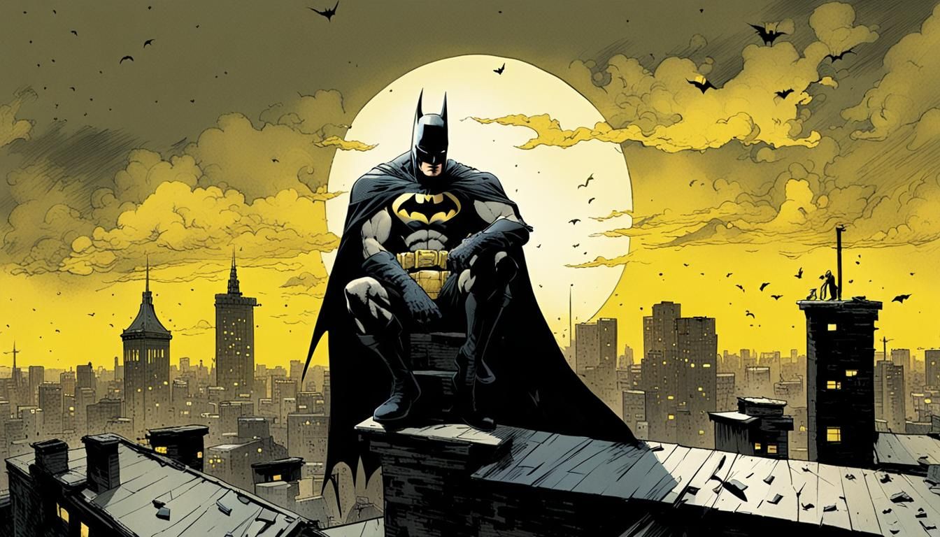 Batman in Noir Comic Book Scene