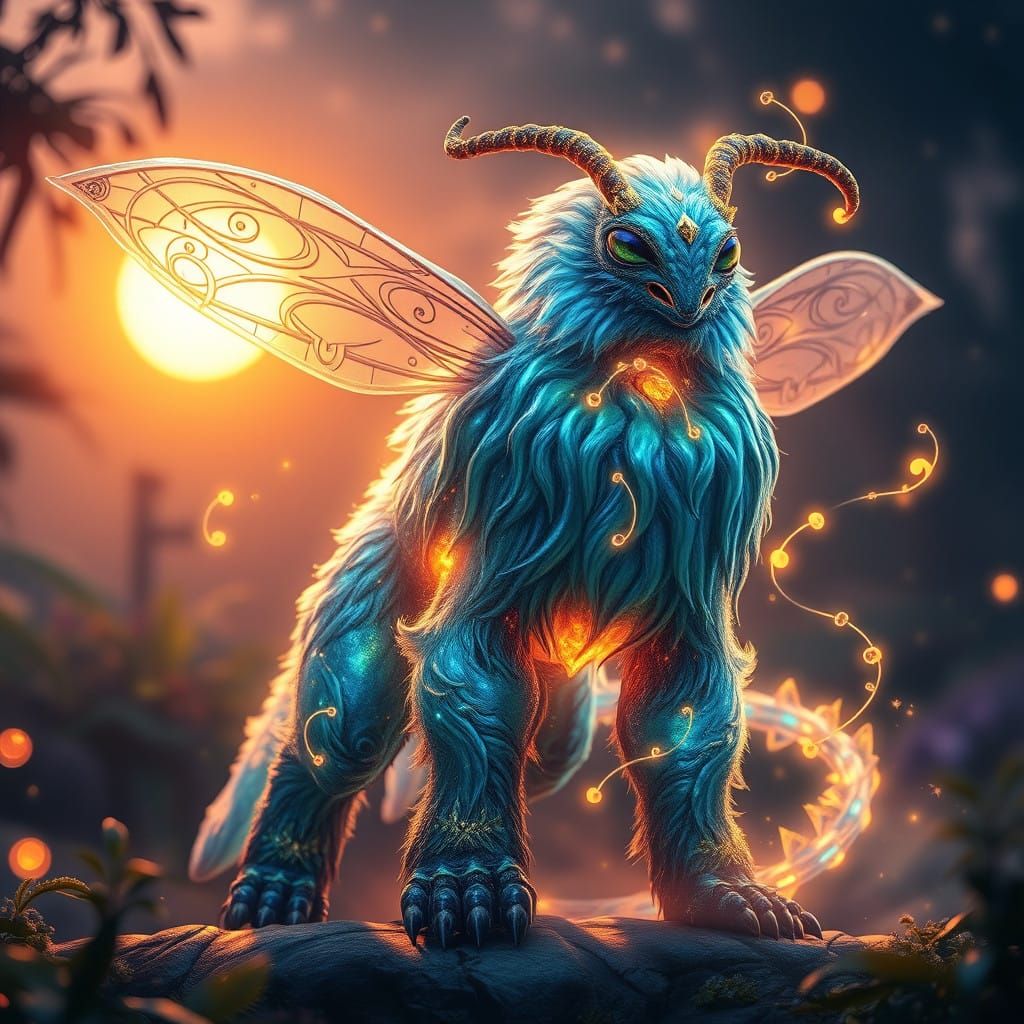 Majestic Beemote in Ethereal Landscape