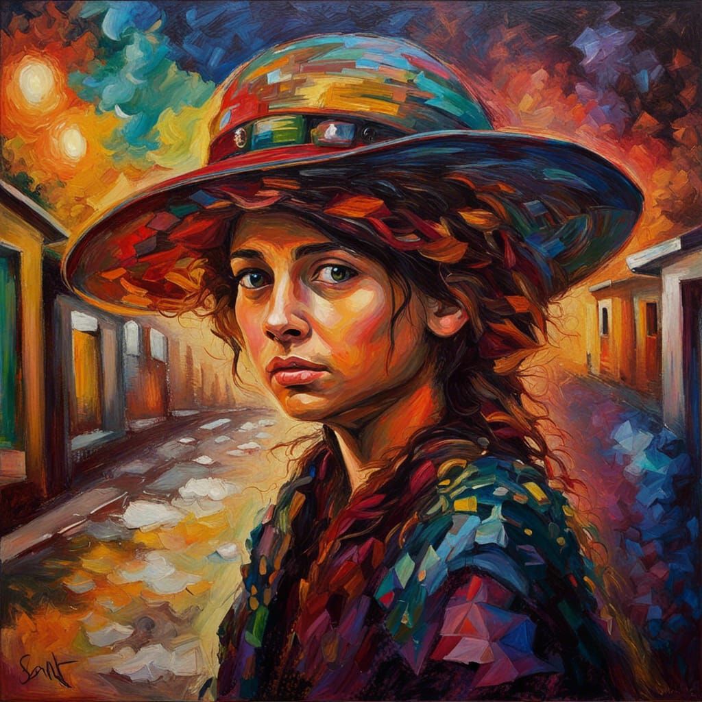 Expressive Portrait in Neo-Impressionist Style