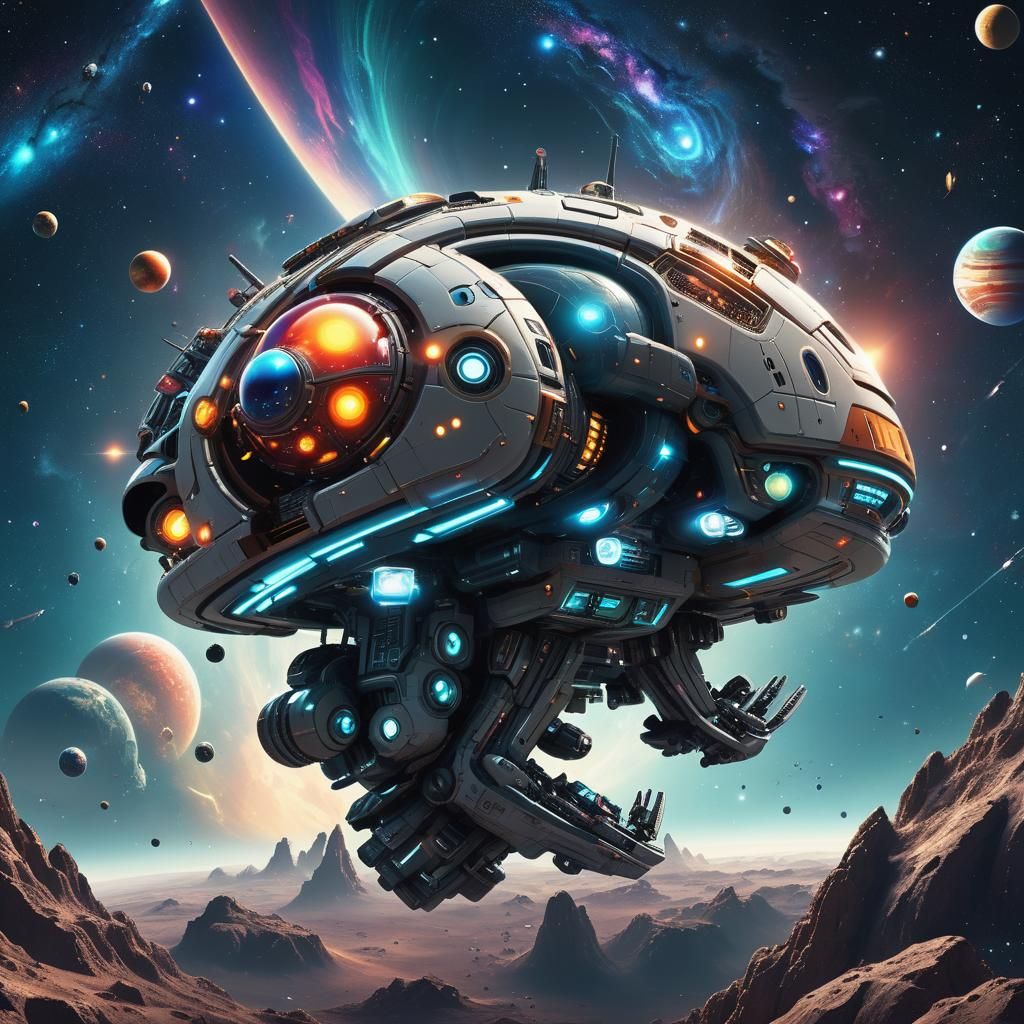 Brainship: Retro-Futuristic Spaceship Emerges from Brain