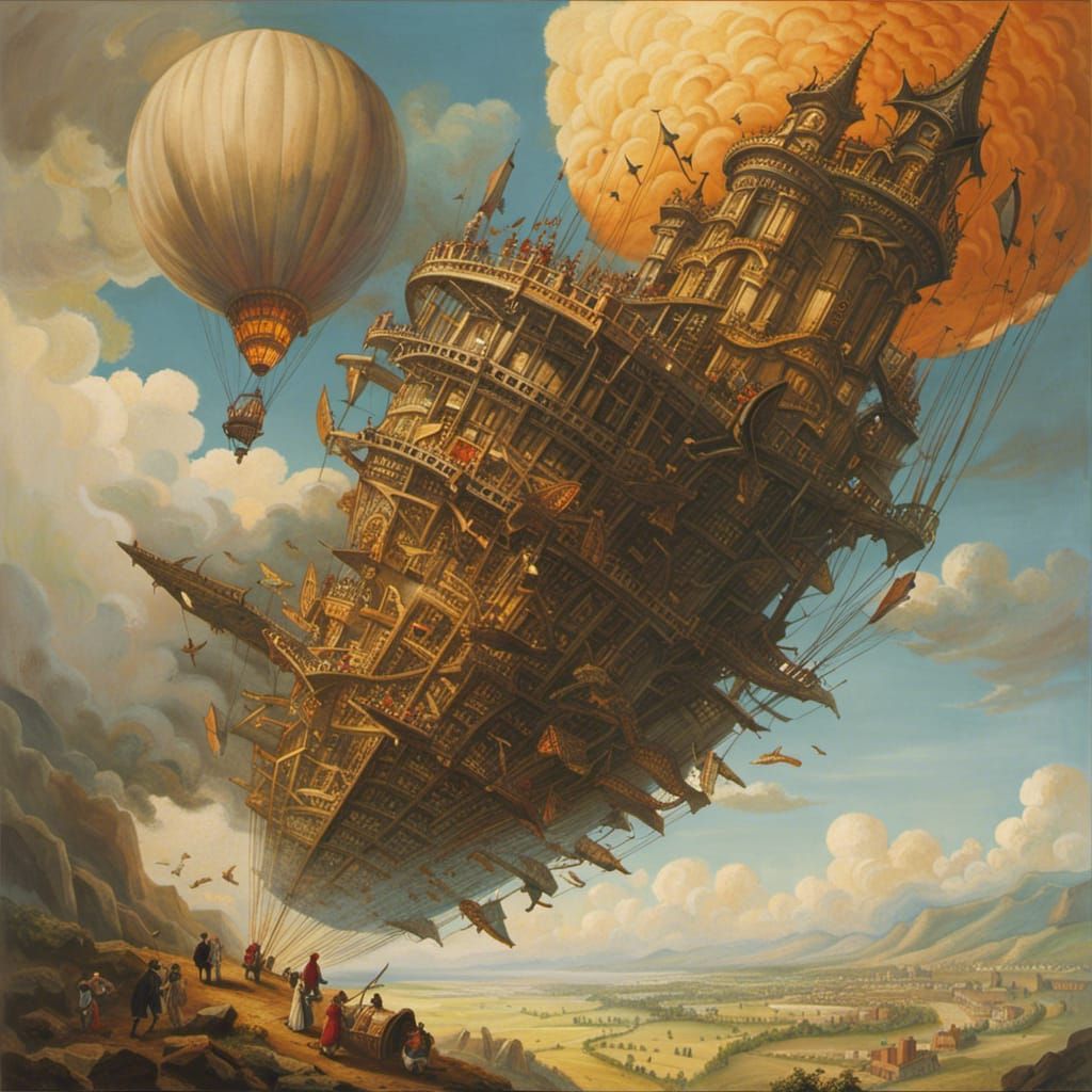 Lucifer's Fall: A Surreal Studio Ghibli Oil Painting