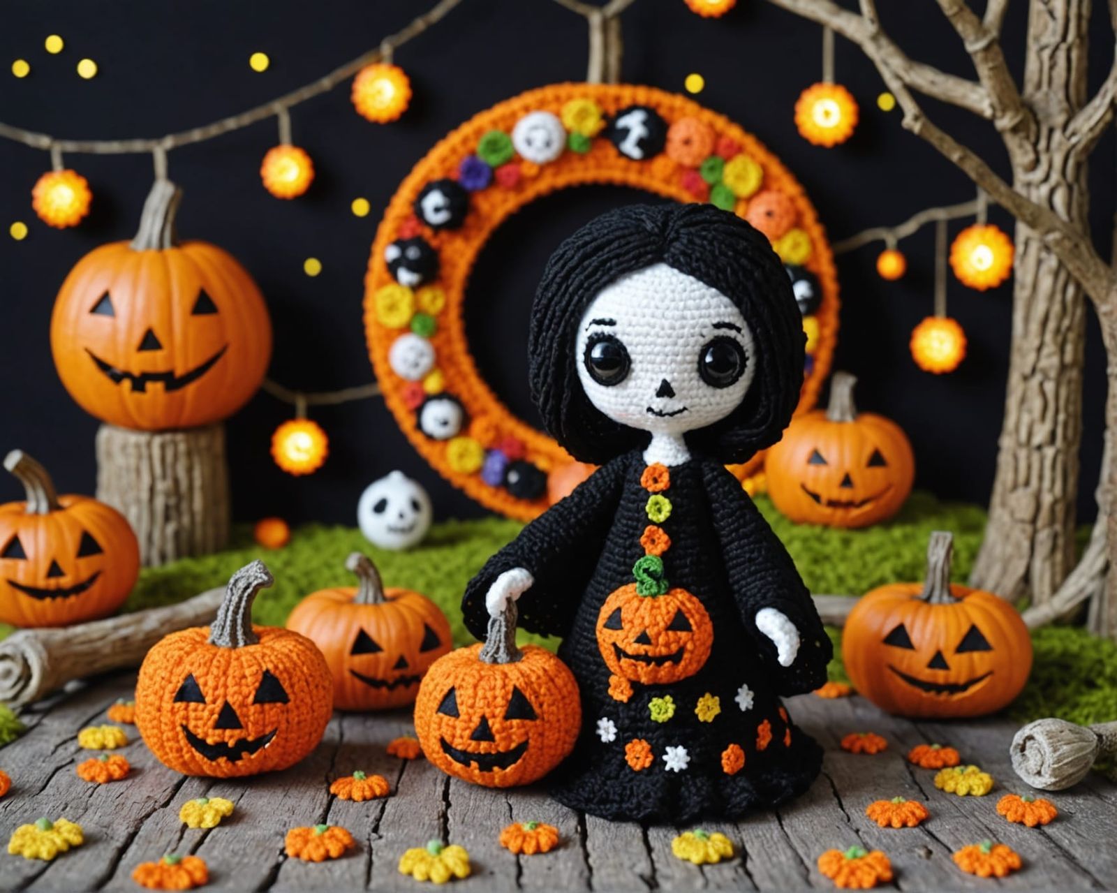 Klimt Crochet Halloween Scene with Samara