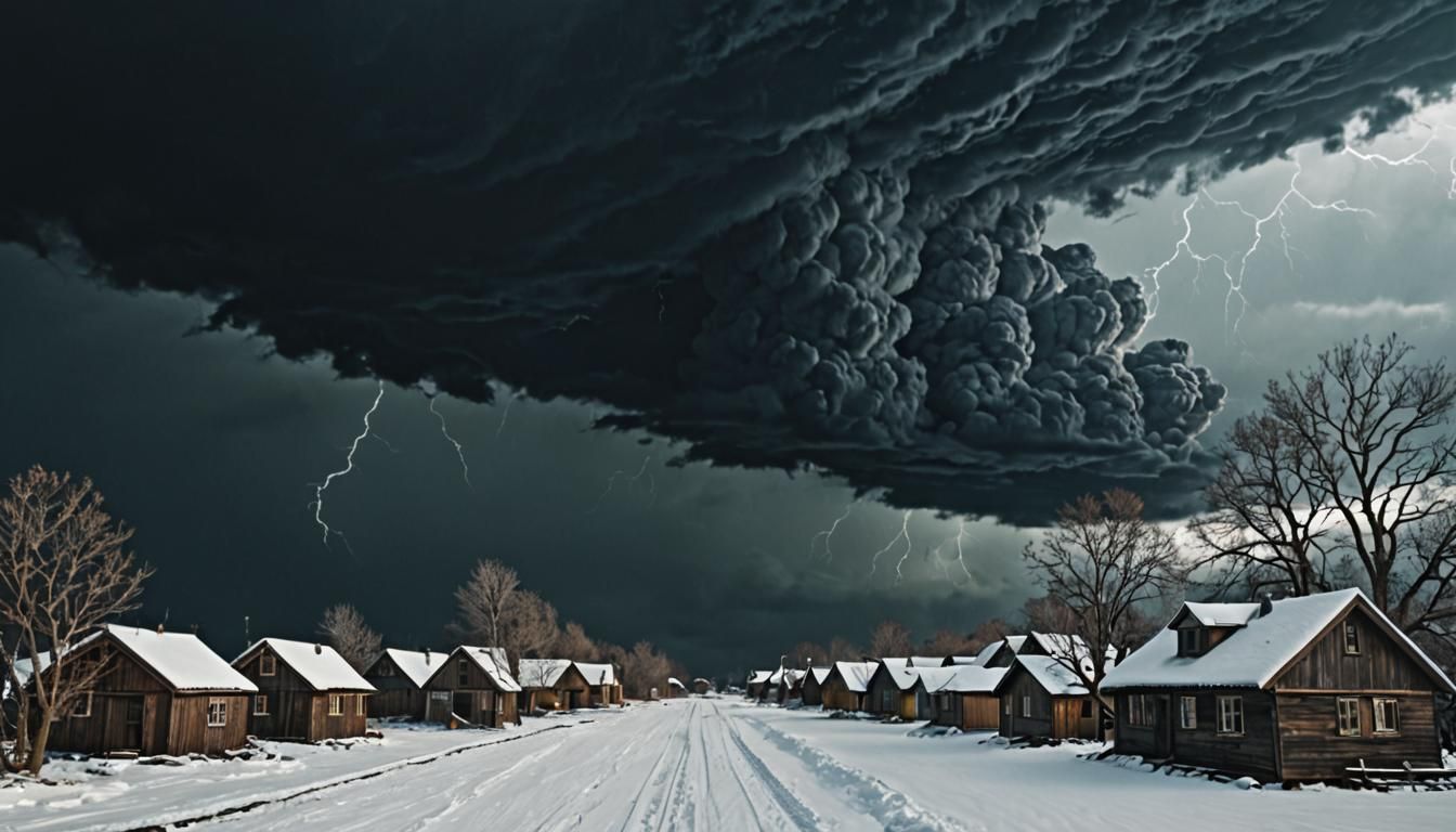 Vaporwave Cataclysm: A Minimalist Snow Apocalypse