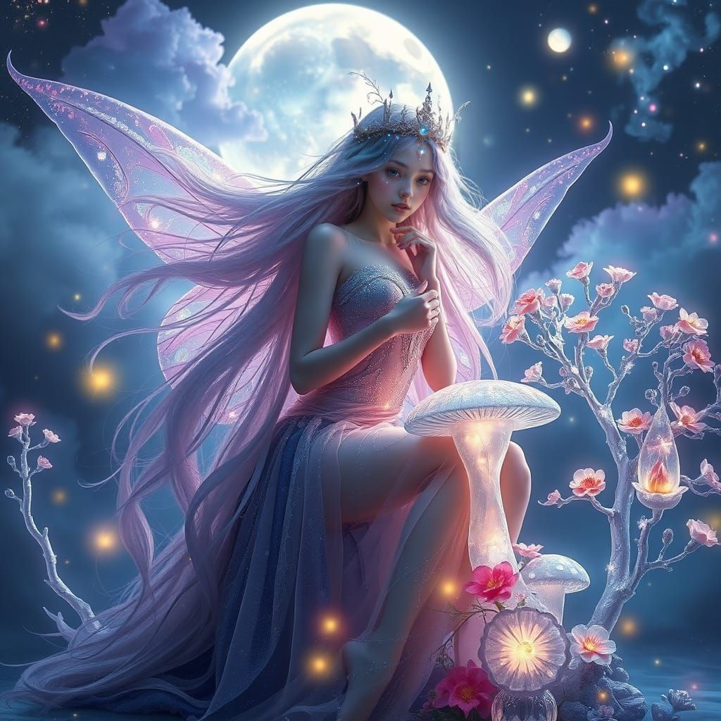 Whimsical Princess in Iridescent Aura of Magic