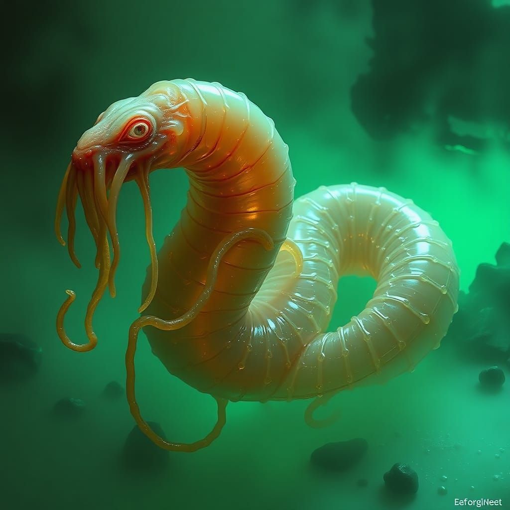 Eldritch Slug Creature in Biomechanical Style