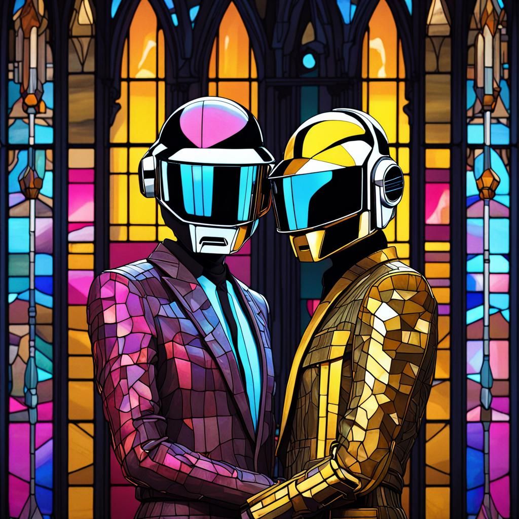 Daft Punk in Stained Glass Style
