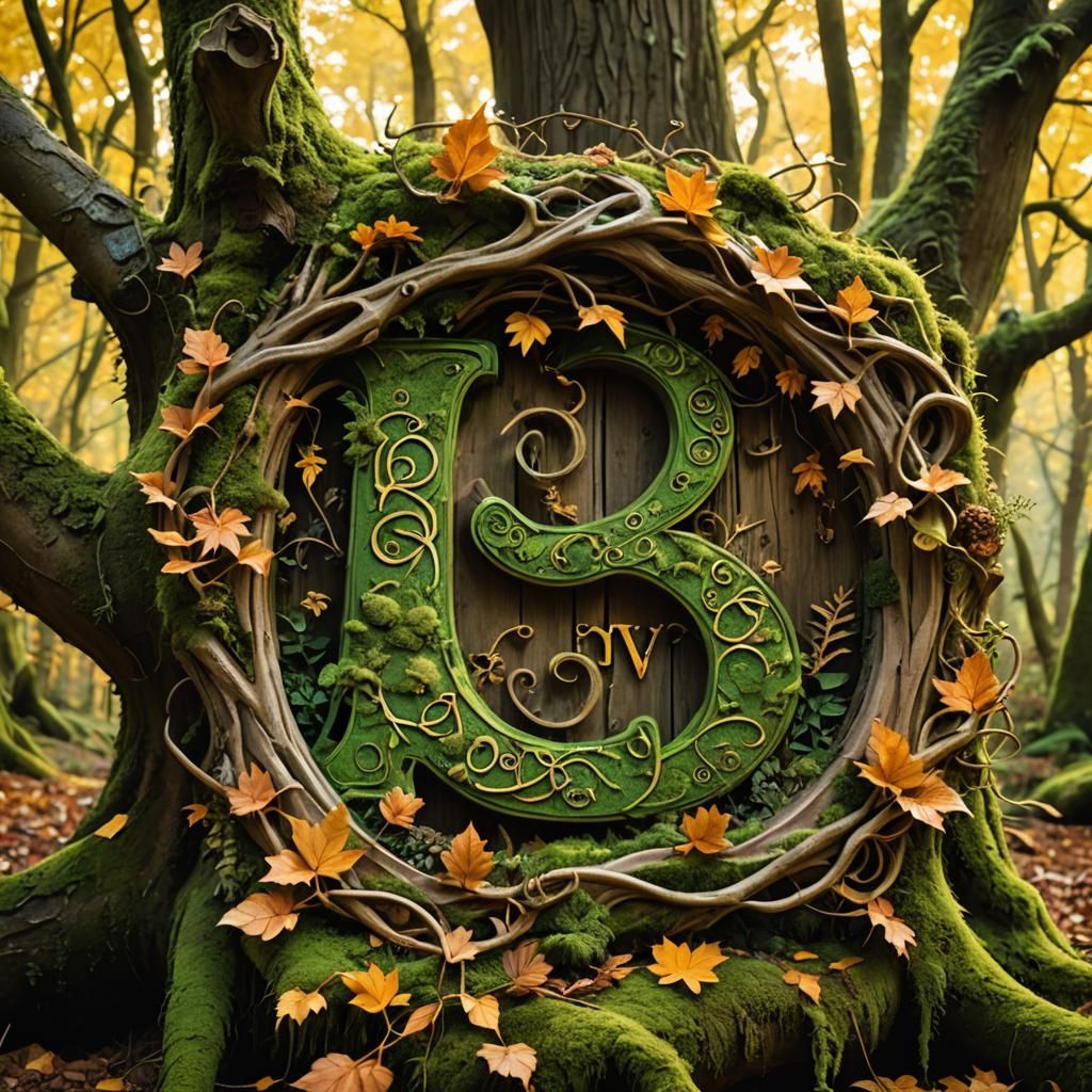 Mossy Sign of Love in Autumnal Woodland