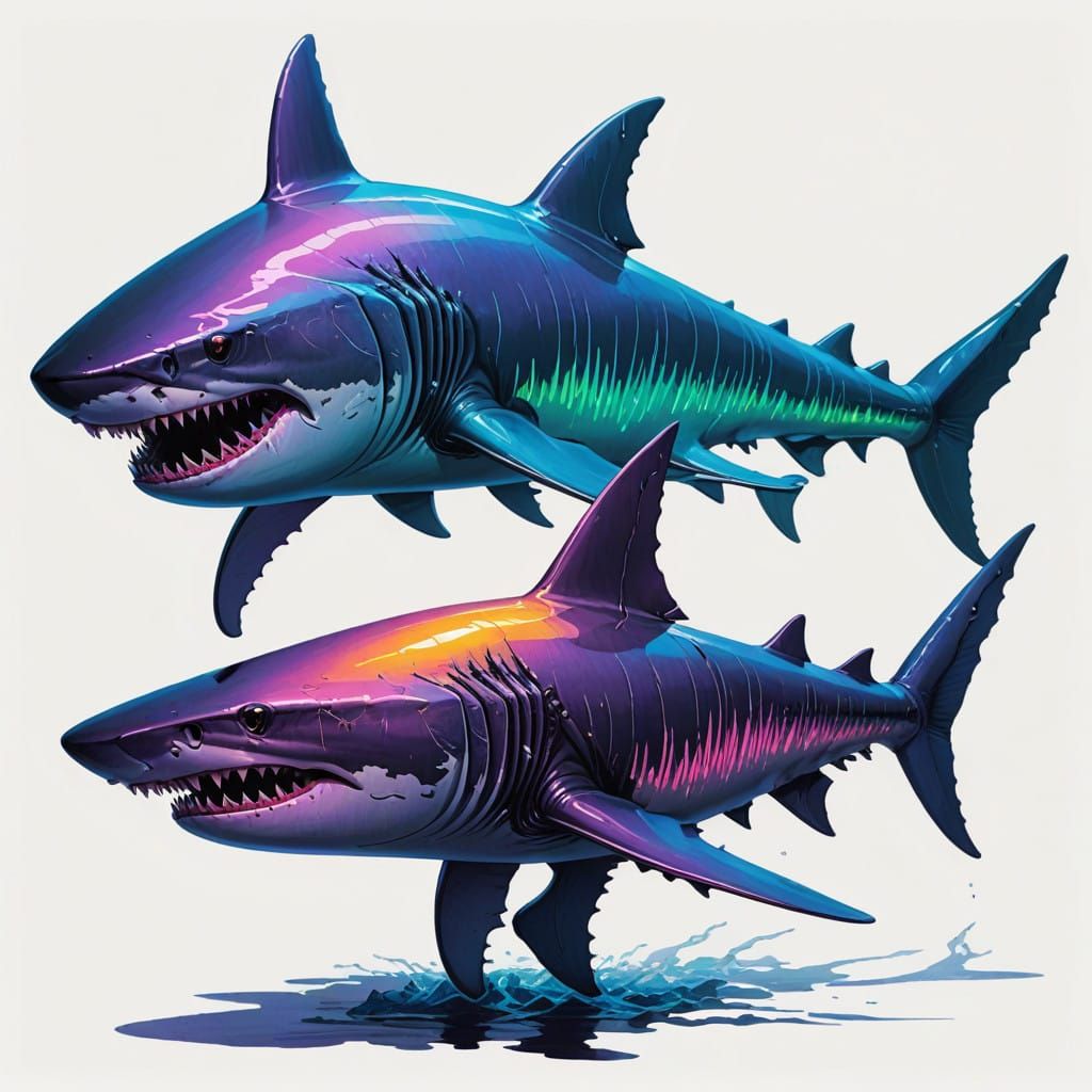 Ethereal Alien Shark Creature with Glowing Armor