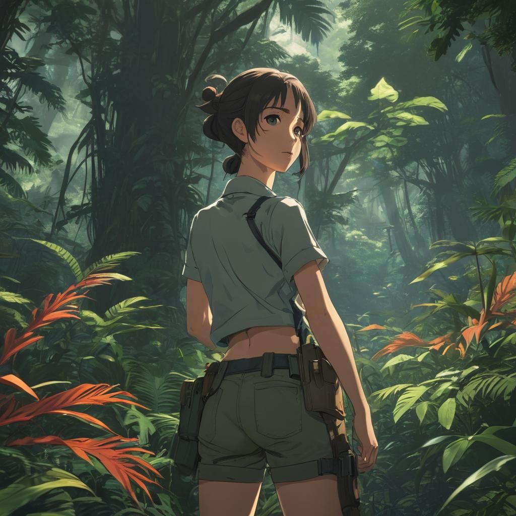 Lush Amazon Jungle in Cel-Shaded Anime Style