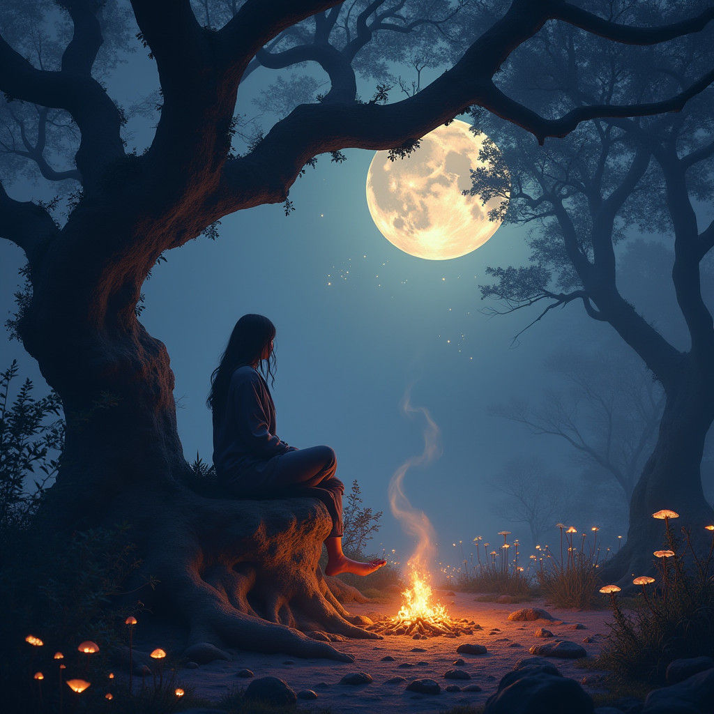 Enchanted Forest Firelight: Ethereal Fantasy Concept Art
