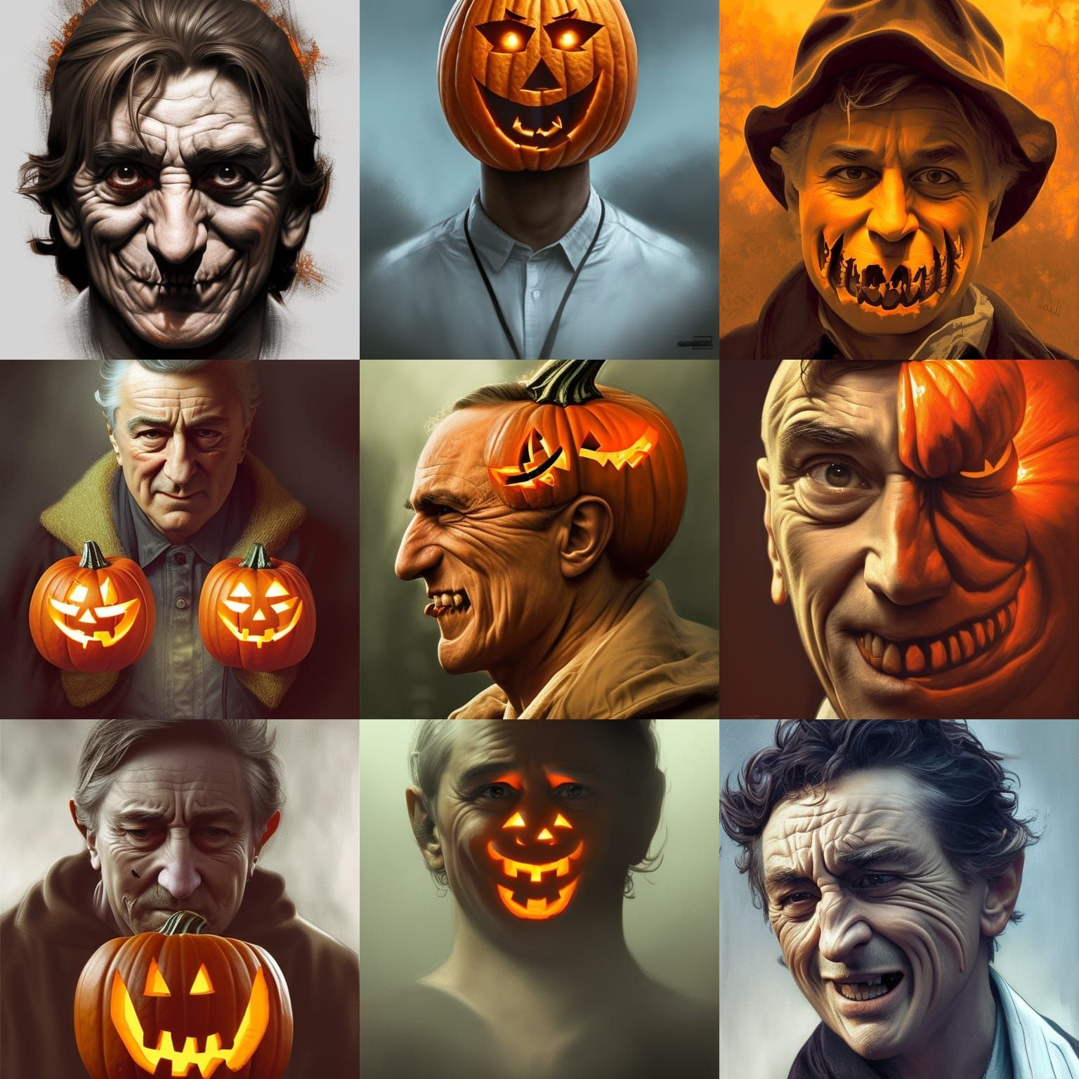 De Niro Jack O'Lantern: Acrylic Art Portrait