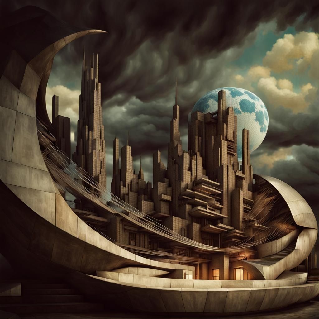 Futuristic Fractal Cityscape in Photorealistic Style