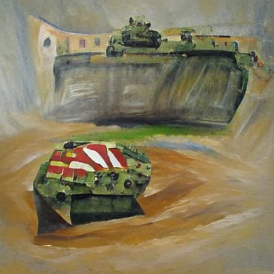 Military Tank as Oil Painting