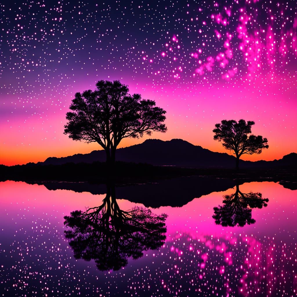 Vibrant Sunset with Magical Twinkles