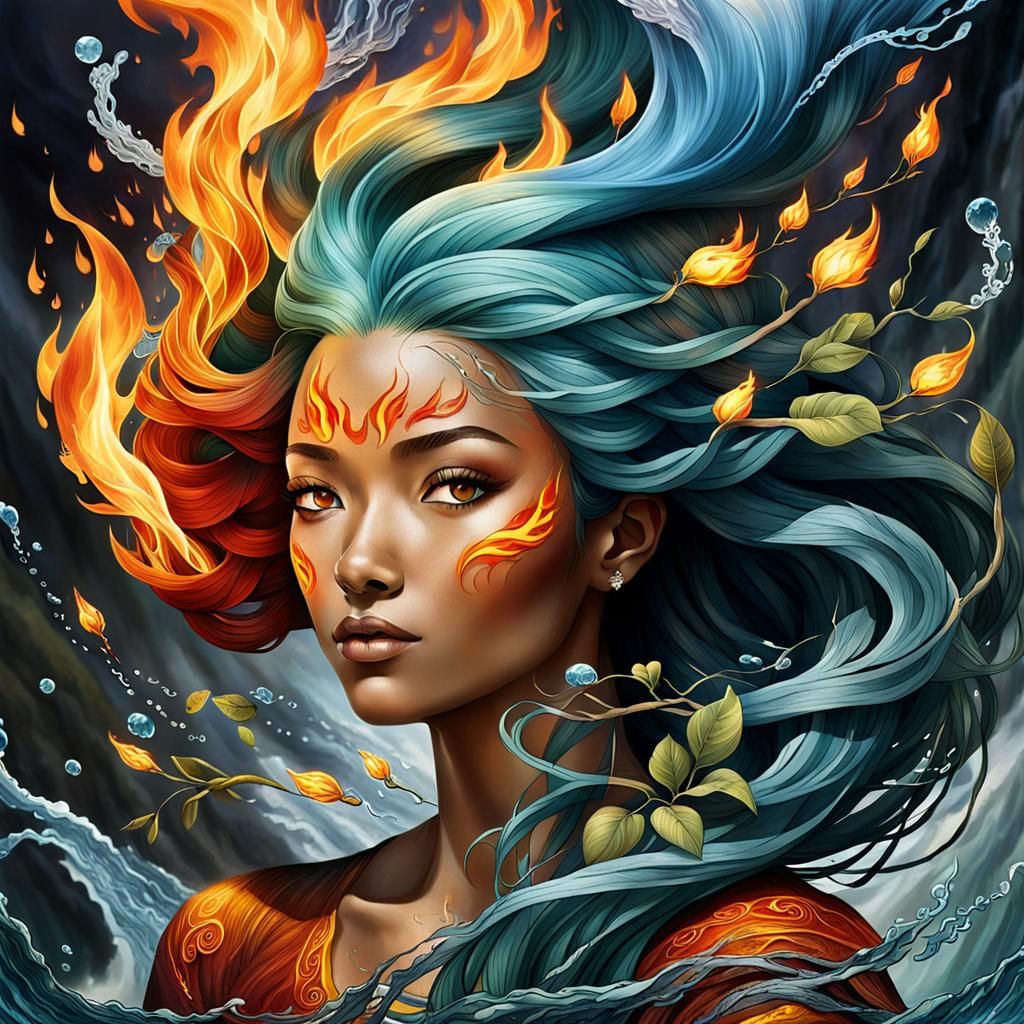 Elemental Girl: Fire, Water, Air, and Earth