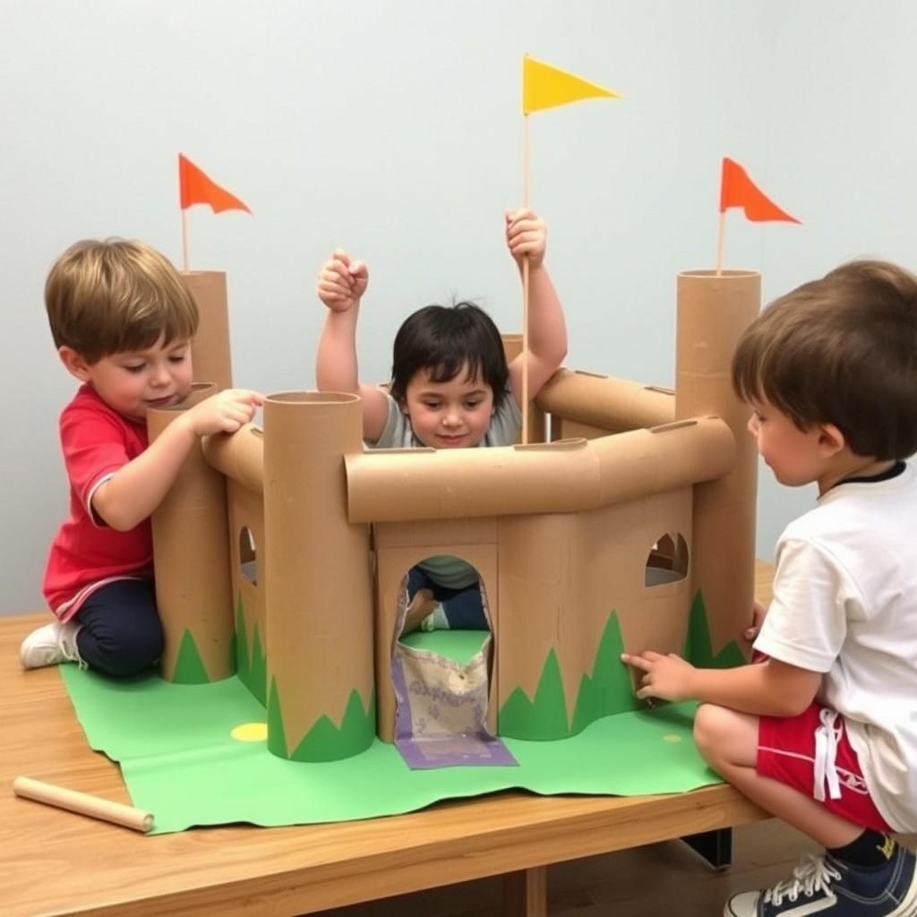 Kids Build Toilet Paper Roll Fort