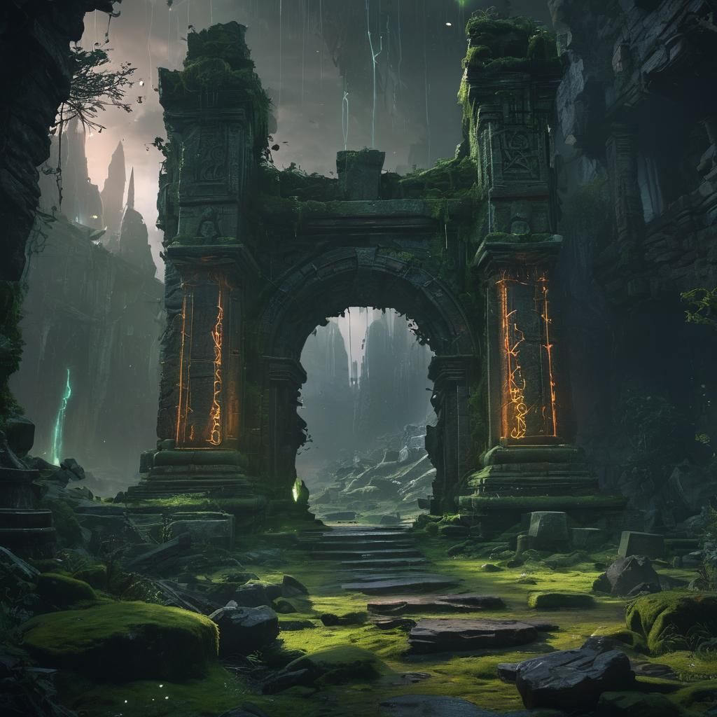 Fantasy Portal Opens to Cyberpunk Cityscape