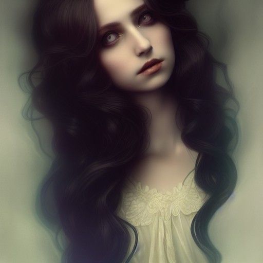Ethereal Goddess Portrait in Gothic Romantic Style
