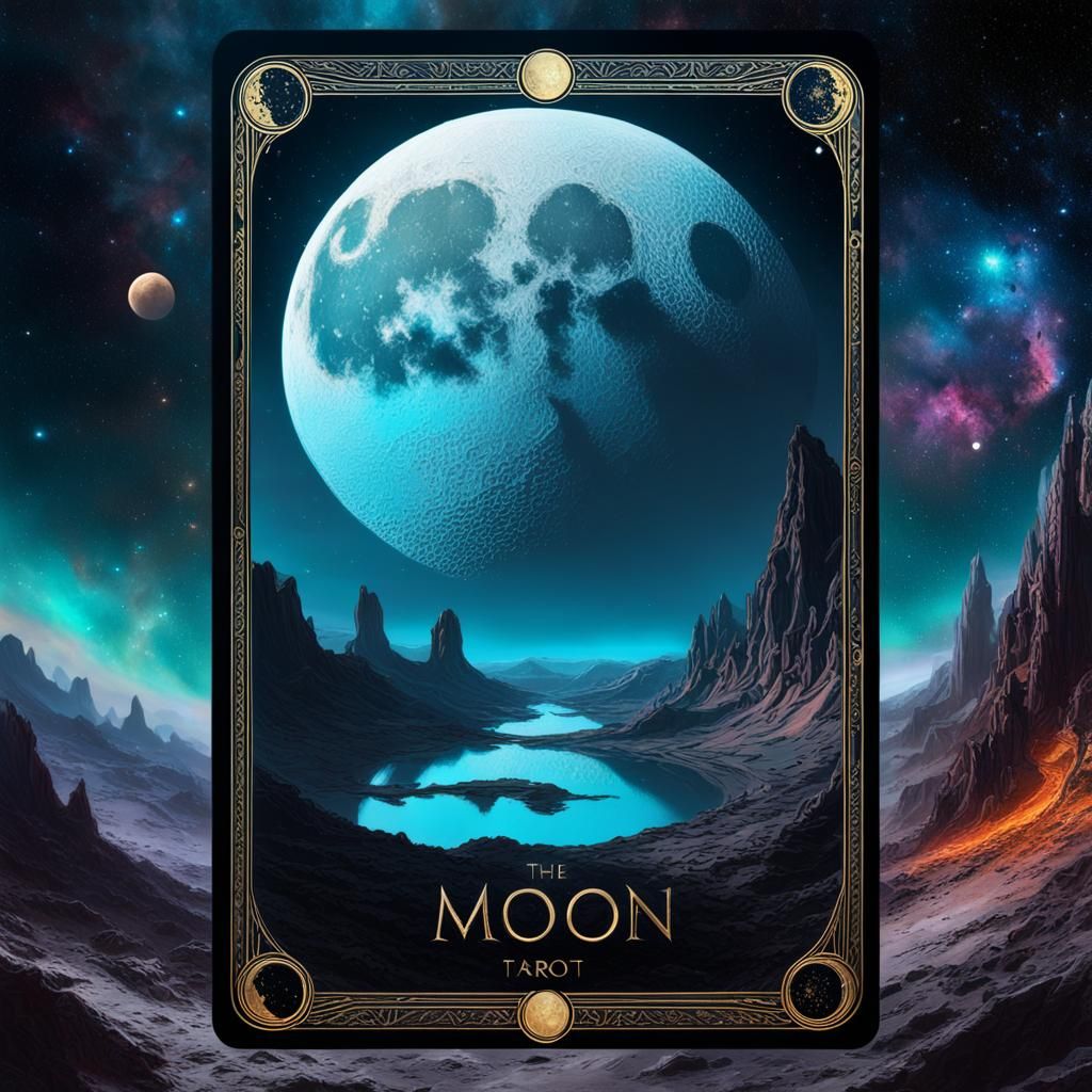 The Moon Tarot Card in Photorealistic Style